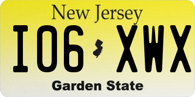 NJ license plate I06XWX