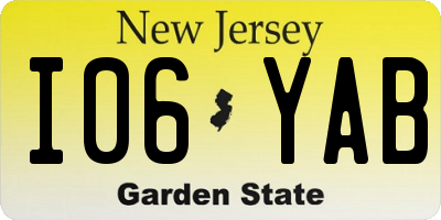 NJ license plate I06YAB