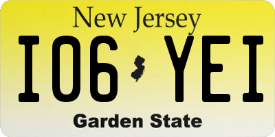 NJ license plate I06YEI