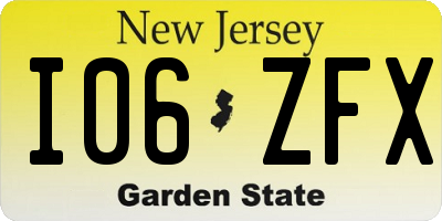 NJ license plate I06ZFX