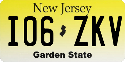 NJ license plate I06ZKV