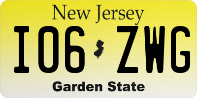 NJ license plate I06ZWG