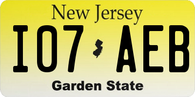 NJ license plate I07AEB