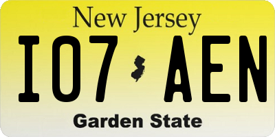 NJ license plate I07AEN