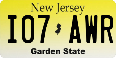 NJ license plate I07AWR