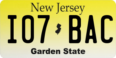 NJ license plate I07BAC