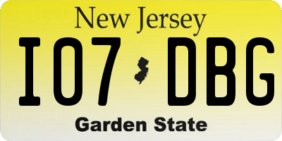 NJ license plate I07DBG