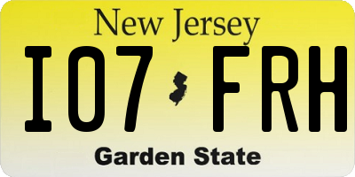 NJ license plate I07FRH