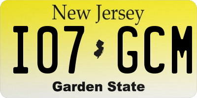 NJ license plate I07GCM