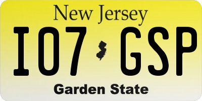 NJ license plate I07GSP