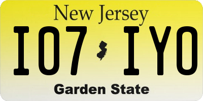 NJ license plate I07IYO