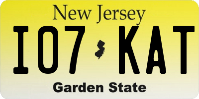 NJ license plate I07KAT