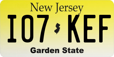 NJ license plate I07KEF