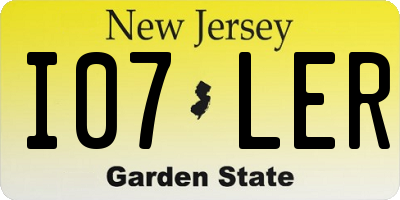 NJ license plate I07LER
