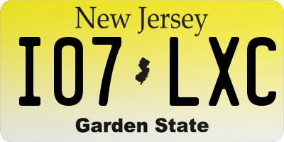 NJ license plate I07LXC