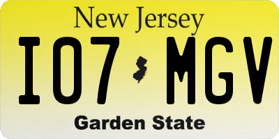 NJ license plate I07MGV