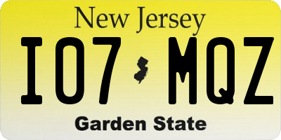 NJ license plate I07MQZ