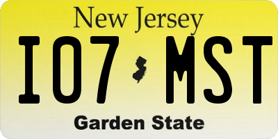 NJ license plate I07MST