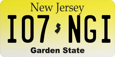 NJ license plate I07NGI