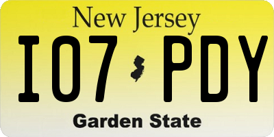 NJ license plate I07PDY