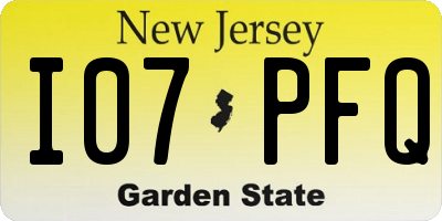 NJ license plate I07PFQ