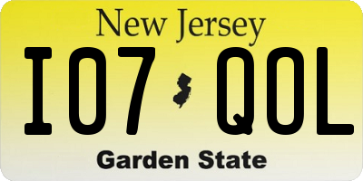 NJ license plate I07QOL