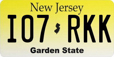 NJ license plate I07RKK