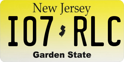NJ license plate I07RLC