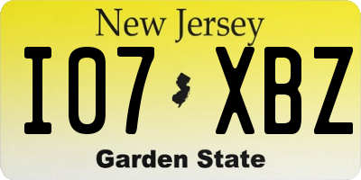 NJ license plate I07XBZ