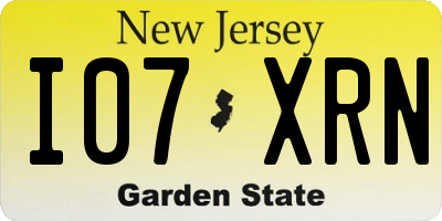 NJ license plate I07XRN