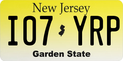 NJ license plate I07YRP