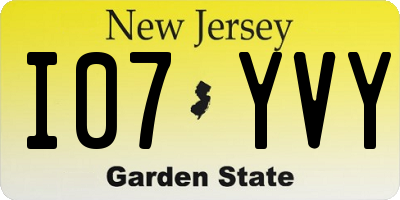 NJ license plate I07YVY