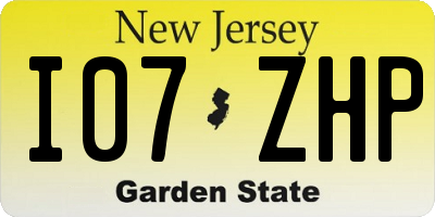 NJ license plate I07ZHP