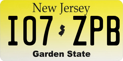 NJ license plate I07ZPB