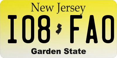 NJ license plate I08FAO