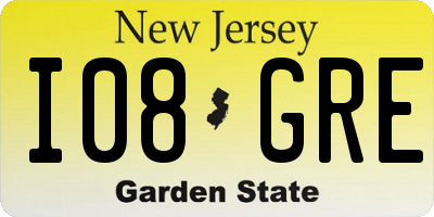 NJ license plate I08GRE