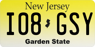 NJ license plate I08GSY