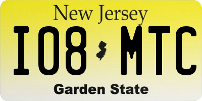 NJ license plate I08MTC