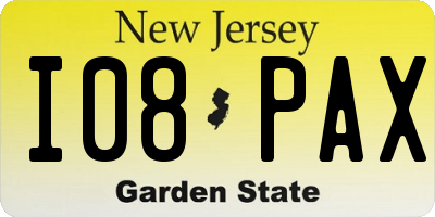 NJ license plate I08PAX