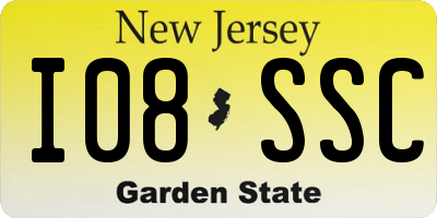 NJ license plate I08SSC