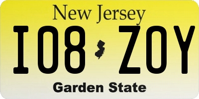 NJ license plate I08ZOY