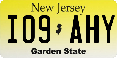 NJ license plate I09AHY