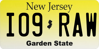 NJ license plate I09RAW