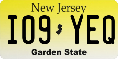 NJ license plate I09YEQ