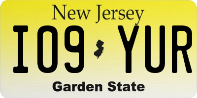 NJ license plate I09YUR