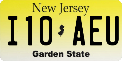 NJ license plate I10AEU