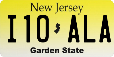 NJ license plate I10ALA