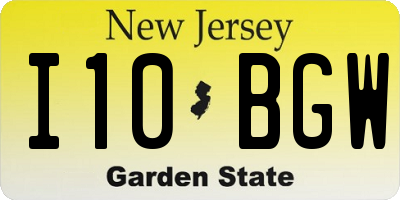 NJ license plate I10BGW