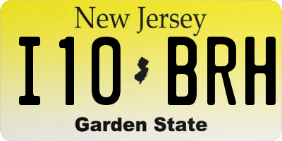 NJ license plate I10BRH