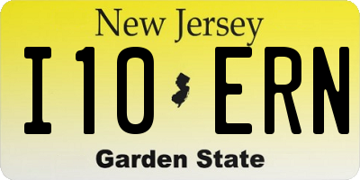 NJ license plate I10ERN